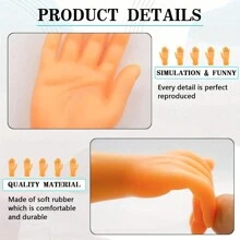 2pcs Tiny Finger Hands Flat Hand Style Mini Hand Finger Puppets Realistic Rubber Hand Small Figurines Toys Funny Fingers For Puppet Show Gag Performance Party Favors,Christmas - Multicolor - View 6