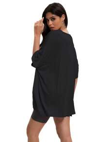 Women's Crew Neck Plus Size T Shirts Oversized Tees Summer Half Sleeve Tunic Tops - 黑色 - 查看 2