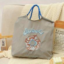 时尚百搭刺绣甜甜圈图案大容量手提包 - 彩色 - 查看 1