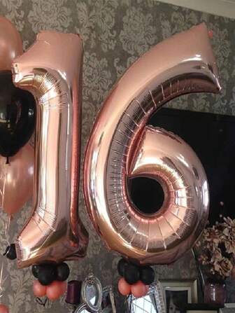 Mtrong Te 1Pc 40inch And 30Inch 0-9 Rose Gold Number Foil Helium Balloons Birthday Party Decorations Air Globos