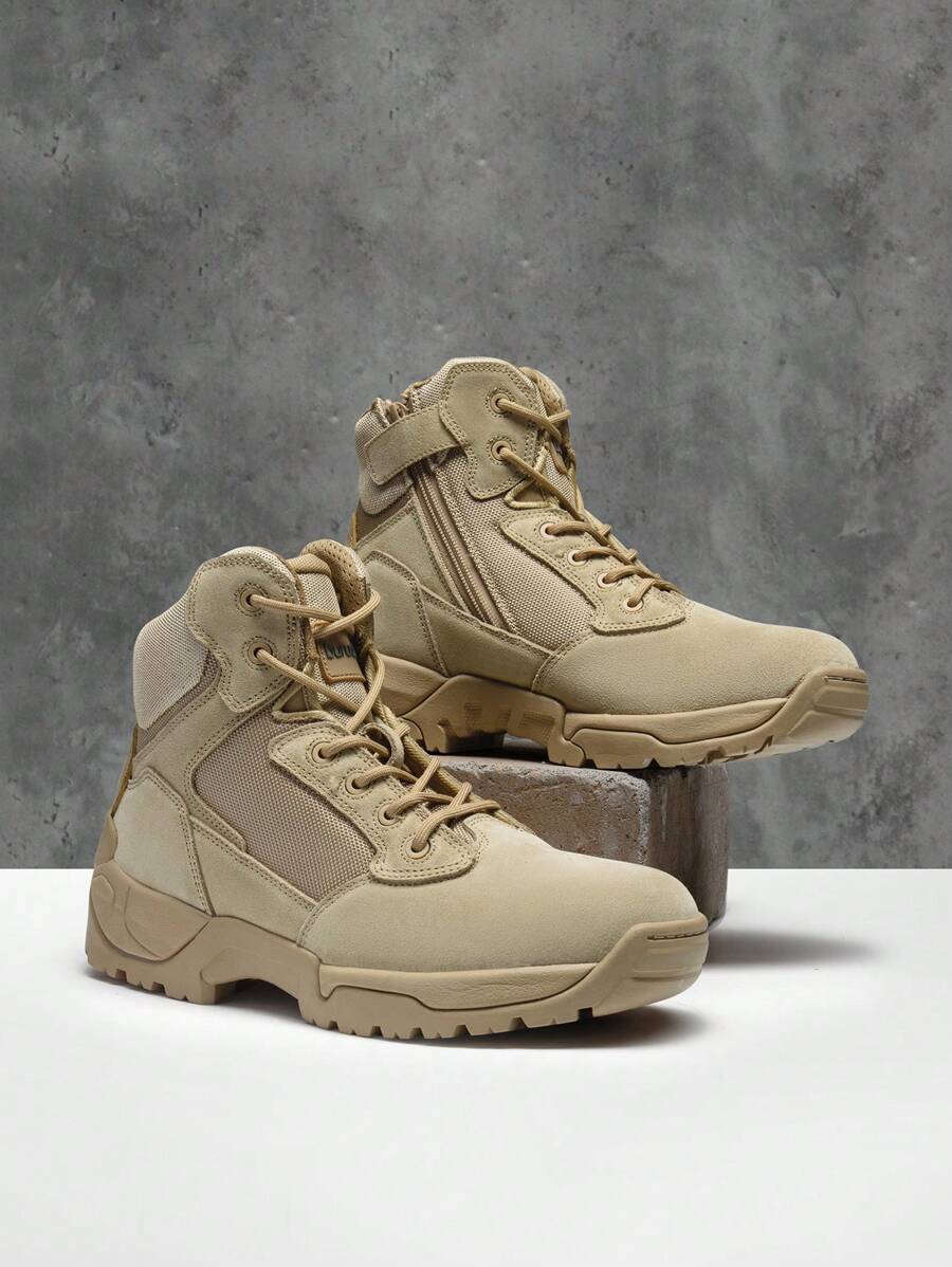 Men's Military Tactical Work Boots Hiking Motorcycle Combat Boots - Khaki - View 1
