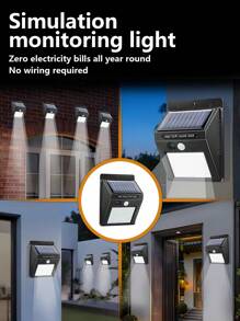 1/4 piezas Lámpara de pared solar de 60 LED, luz de acampada portátil impermeable de ABS a 6000K, con sensor de movimiento y 3 funciones inteligentes, compatible con batería de ión de litio 18650 para exteriores, jardín, garaje, camino, patio