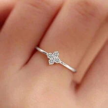 1 pieza Anillo de trébol de 4 hojas de plata esterlina S925 con baño de oro de 18k y circonita, anillo pequeño y delicado, diseño único de moda, de alta calidad, versátil, excelente regalo para festivales