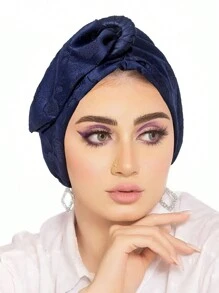 1pc Fashion Elastic Pleated Silver Thread Headwrap Caps, Crisscross Undercap, Breathable Hat With Front Twist Knot Design, Stretchy Turban Hat For Hair Coverage Hair Sleep Cap - Multicolor - View 14