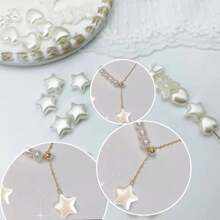 100pcs Shimmering Love Pearl Confetti , Faux Pearl Design Romantic Sprinkling Decor For Weddings Parties Holidays Favor Props,DIY Crafting Bracelets, Earrings, Pendants, Accessories(Heart,Star,Bow,Sakura,Beads),Christmas