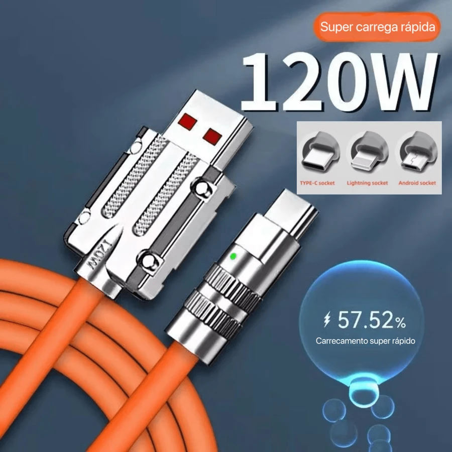 Liquid Silicone Type C V8 Lightning 120W Fast Charging USB Cable For IPhone  Pixel Bold Data Line - 黑色 - 查看 1