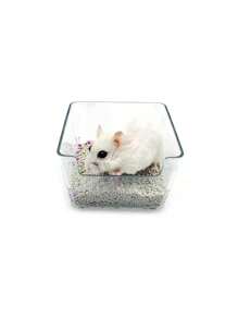 1pc/2pcsMultifunctional Hamster Toilet Basin, Transparent And Convenient For Both Uses. It Is Not Only A Splash-Proof Bathtub, Which Can Give Hamsters A Comfortable Bath; It Is Also A Sand Bath Basin And Rectangular Bedpan, Suitable For Golden Bears, Hamsters And Other Small Animals. - Clear - View 11