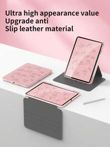 1 Nice Bow 720 Swivel Case With Pen Slot, Acrylic Clear Crystal Back Cover, IPad Drop Case With Sleep/Wake Support - Pink - View 5