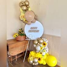 193 件黄色、马卡龙色、镀铬金乳胶气球套装，蜜蜂主题适合蜂蜜主题派对、生日派对、性别揭晓、向日葵派对、派对装饰 - 彩色 - 查看 6