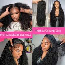 13x6 HD Transparent Lace Frontal Wigs 250% Density Deep Wave Transparent Lace Front Human Hair Wigs Pre Plucked With Baby Hair Natural Color 16-36 Inch Deep Wave Wigs Human Hair For Women - Natural Black - Xem 10