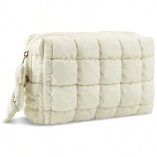 羽绒绗缝化妆包化妆包,女士蓬松旅行盥洗袋,可爱格纹拉链包旅行必备品,便携式美学化妆收纳包,可作为日常工作礼品,圣诞礼物,学校用品,旅行必需品化妆包,节日必需品化妆包,化妆袋,化妆收纳袋,节日冬季女士礼物 - 彩色 - 查看 22