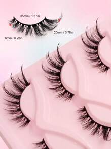 Asiteo 5 Pairs Cat Eye Lashes 3D Faux Mink Eyelashes Winged End Eye Elongated Eyelashes Manga Fake Lashes Soft Natural Long Full Strip Lashes - 眼尾拉長款 - 查看 5