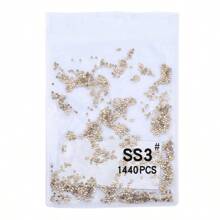 1440pcs Round Champagne Gold Base Flat Glass Rhinestones, DIY Clothing & Accessories - Gold Champagne - View 18