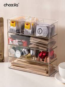 choxila 1 pièce Boîte de rangement pour capsules de café pour café-shop ou salon de thé au lait, accessoires de café filtre, boîte de rangement pour mélangeur à café, cubique, organisateur de sachets de thé, boîte de rangement pour couverts de fête, retour à l'école