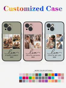 1pc Customized 3-Photo Personalized Phone Case, Featuring Couple, Family, Wedding Photos, Pet Portraits, Monogram, Short Phrase, Compatible With A14, A21s, A32, A33, A34, A35, A15, A23, A55, Compatible With IPhone 13/14/15/16 Pro Max,International Version, Not The Domestic Version - Black - View 1