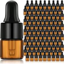 20pcs 1/2/3/5ml Amber Glass Mini Dropper Bottles Essential Oil Dropping Bottles Small Empty Sample Bottles Glass Vial With Dropper And Black Caps Tiny Amber Glass Bottles Perfume Jars For Traveling Home Bathroom Decor Fall Decor Back To School - Brown+Black - View 2