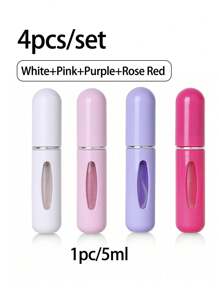 1/2/4 chai xịt nước hoa 5ML rỗng, chai xịt nước hoa có thể nạp lại, chai xịt mini, chai nước hoa bỏ túi nhỏ, hộp đựng bơm mùi hương, hộp đựng nước hoa rỗng di động cho du lịch, trường học hoặc tiệc tùng (trắng + hồng + đỏ hồng + tím) - Nhiều màu - Xem 27