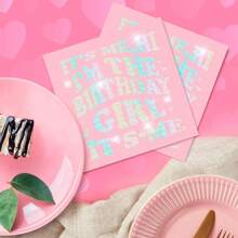 20 件 Singer 生日装饰餐巾 | It's Me Hi I'm The Birthday Wemen It's Me 派对用品激光鸡尾酒餐巾 - 粉色 Wemen 生日单身派对餐具，圣诞节
