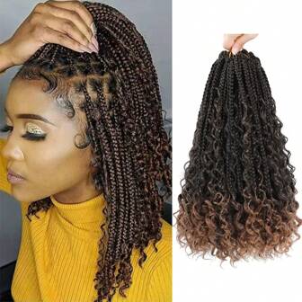 Goddess Boho Box Braids Crochet Hair 10-14 Inch Bohemian Box Braids Crochet Hair With Curly Ends 1-8 Packs Solid Colors And Ombre Colors Synthetic Braiding Hair For Women & Girls & Kids Pre Looped Bohemian Crochet Box Braids Hair For Or Daily, Holiday, Swimming, Party, Performance, Gift, Wedding