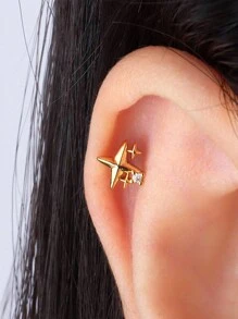 1 chiếc khuyên tai bạc Sterling 925 nhiều kiểu dáng dành cho nữ, khuyên tai dạng đinh tán, hoàn hảo để đeo hàng ngày/dự tiệc, trang sức cô dâu, trang sức cao cấp - Nhiều màu - Xem 10