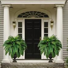 2pcs Elegant Artificial Boston Fern Plant - 21 Leaves Lifelike Large Faux Greenery For Indoor And Outdoor Decor, Complex Home Decoration, Easy Maintenance, Valentine's Day, Gift