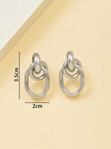 1 Pair Of Multi-Layer Knot Earrings In Gold Tones. Twisted Button Design For Women. - 06 - 查看 5