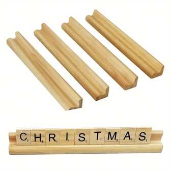 2/4件装木制英文字母底座，名片架DIY，木制拼写架字母替换架文本托盘天然木，木制英文字母底座，装饰木制字母架，DIY木制，适用于工艺品和游戏支架