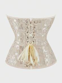Corset Tops For WomenLace Up Corset Top, Floral Jacquard Lace Up Corset,Women's  Shapewear Corset Bonning - 杏色 - 查看 6