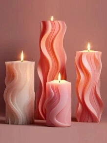 1pc Wavy Cylinder Silicone Candle Mold - DIY Mold, Convenient For Candle Making