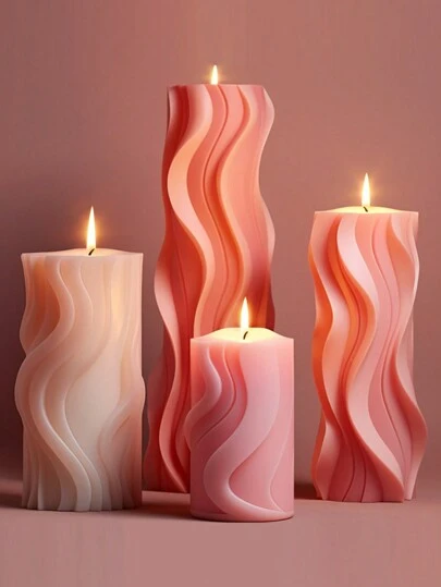 1 st vågformad silikonljusform - gör-det-själv-form, bekväm för ljustillverkning