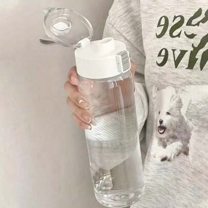 1pc 350/550/800ml Portable Sports Fitness Large Capacity Transparent Cup, Outdoor, Travel, Office Essential Water Bottle Back To School