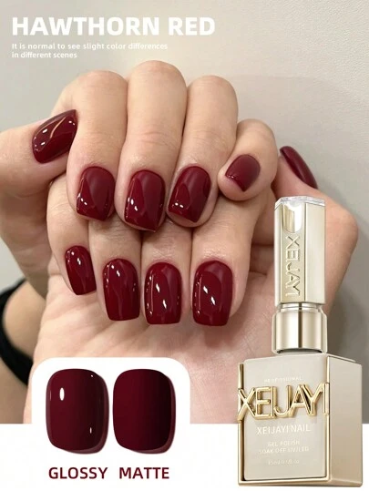 XEIJAYI 1pc 15ml Hawthorn Red Gel Nail Polish Starter Pure Soak Off No Wipe Nail Gel Polish Suitable For All Seasons Valentine's Day Valentines Nails