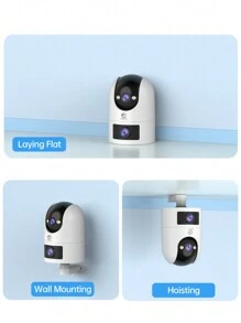 Caméra de  double objectif 2K 3MP 2,4 G/5 G, étanche pour intérieur et extérieur, prise en charge de la rotation sur 360 °, caméra pour bébé/animal de compagnie/maison/magasin, prise en charge du WiFi 2,4 G/5 G, vision nocturne en couleur, stockage sur le Cloud et carte SD, audio bidirectionnel, suivi intelligent des mouvements