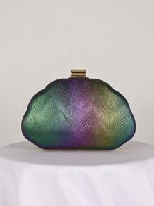 贝壳设计 PU 皮革盒形晚宴包、宴会包、礼服包、舞会手拿包，带链条