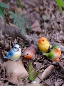4pcs Hand-Painted Resin Bird Statue Set, Realistic Animal Miniature Landscape Accessories, Suitable For Bonsai, Rockery, Moss And Jars, Cartoon Gardening Decoration, Suitable For Indoor And Outdoor, Garden, Courtyard, Lawn Decoration, Room Desktop Entertainment Small Decorations, No Power Supply Required