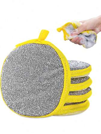1pc Double-Sided Sponge Cleaning Pad, Kitchen Scrubbing Sponge Cloth For Dish Washing, Grease And Stain Removal