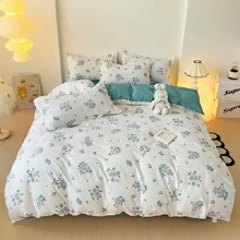 1 pieza Funda nórdica individual, de estilo sencillo con múltiples colores y patrones, hecha de poliéster adecuada para dormitorios de estudiantes