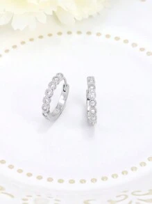 Orecchini di moda, semplici ed eleganti orecchini a cerchio in zirconia cubica, adatti per uso quotidiano, regalo di compleanno