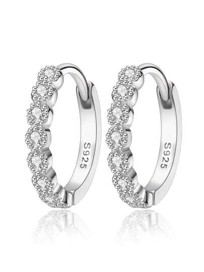 Fashionable Earrings, Simple & Elegant Cubic Zirconia Hoop Earrings, Suitable For Daily Wear, Birthday Gift