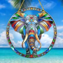 1 Piece, Elephant Decoration, Animal Decoration, Suncatcher, (8 Inches * 8 Inches/20 Centimeters * 20 Centimeters) Wall Decoration, Indoor And Outdoor Art Wall Decoration, Flower Wreath Decoration, Flower Wreath Center, Porch Decoration, Bedroom, Office, Terrace Home Decoration, Holiday Gifts, Window Decoration, Housewarming Gift, Party Decoration