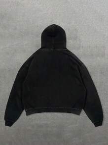 Men's "NY" Letter Casual Sports Commuting Versatile Washed Long Sleeve Sweatshirt - Black - View 2