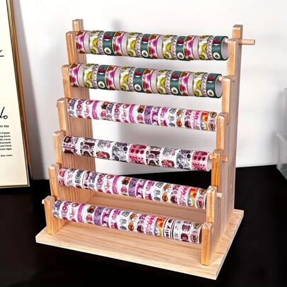 VingeGa 1 件 4/6 层可拆卸木质分层收纳架，多层珠宝展示架，用于办公用品、胶带、珠宝、耳环，适用于家庭、厨房、办公桌和抽屉整理，多功能桌面展示架和抽屉整理器