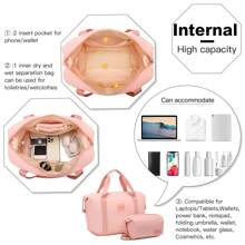KONO 36L Erweiterbare Wasserdichte Reisetasche Set mit Kosmetiktasche für Männer und Frauen Wochenend Sporttasche Zweiteiliges Handgepäck mit Nass/Trocken Trennung Wasserabweisend