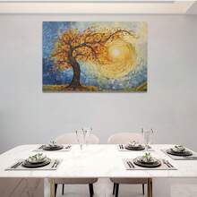 1pc Tree Of Life Autumn Wall Art Fall Abstract Texture Tree Picture Canvas Wall Decor Nature Oil Painting Modern Home Artwork Decorative Canvas Print Decorative Art Painting Beautiful Decorative Gift For Home Living Room Kitchen Dining Room Office Bedroom Bathroom Decor, Framed And Ready To Hang.