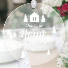 Spersonalizowana ozdoba "Nasz nowy dom" 2024, ozdoba "Nasze pierwsze święta w nowym domu", ozdoba "Pierwszy dom", ozdoba "Nowy adres", parapetówka - Biały - Zobacz 4