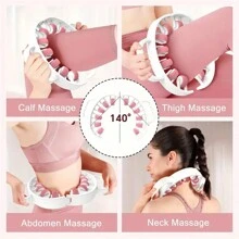 360° Muscle Roller Stick, 12 Roller Rings Leg Massager For Calves, Legs, Arms, Tennis And Golfer's Elbow - Plastic Fascia Muscle Roller Ball Fat Burner, Trigger Point Release - Perfect Mother's Day Gift