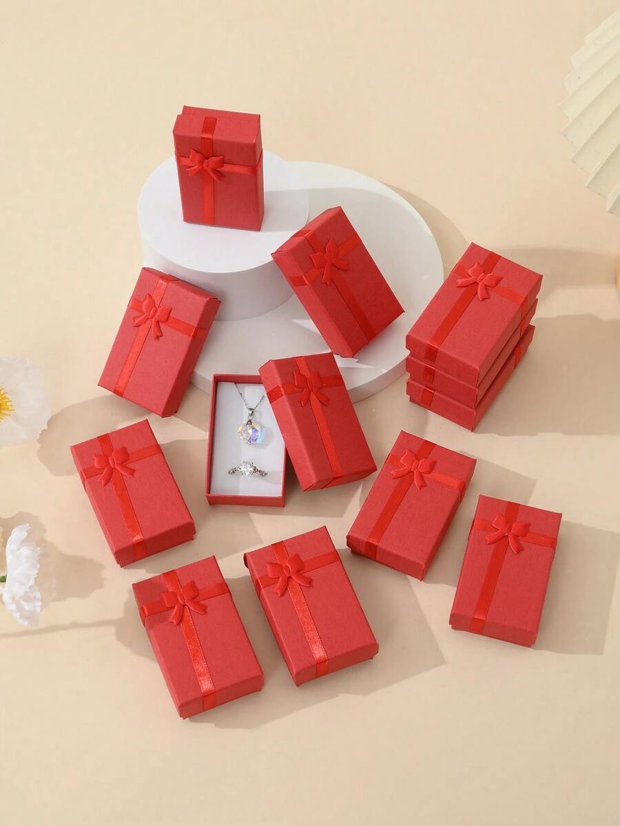 12pcs, Jewelry Gift Box Necklace Earrings Ring Bracelet Paper Box, Gift Box Ribbon Packaging Box Wedding Decoration Box Gift Box, Cheapest Items Available, Small Business Supplies, Packaging Box, Wedding Decorations, Wedding, Gift Box, Wedding Stuff Gifts For Women Valentine's Day Sun Travel Cool Back To School - Red - View 1