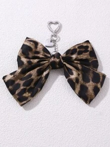 1pc Girl's Leopard Print Bow Keychain Bag Accessory