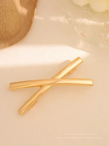 Bộ 1 món 2024 Kẹp lò xo hình học kim loại thời trang chất lượng cao với đường nét đơn giản, kẹp tóc đuôi ngựa nhẹ nhàng sang trọng và đa năng cho phụ nữ Kẹp tóc Halloween Kẹp tóc trượt Kẹp tóc - Vàng - Xem 7