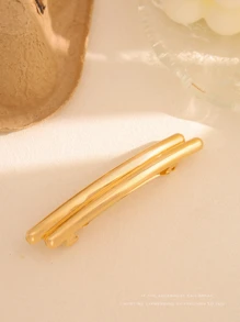 Bộ 1 món 2024 Kẹp lò xo hình học kim loại thời trang chất lượng cao với đường nét đơn giản, kẹp tóc đuôi ngựa nhẹ nhàng sang trọng và đa năng cho phụ nữ Kẹp tóc Halloween Kẹp tóc trượt Kẹp tóc - Vàng - Xem 8